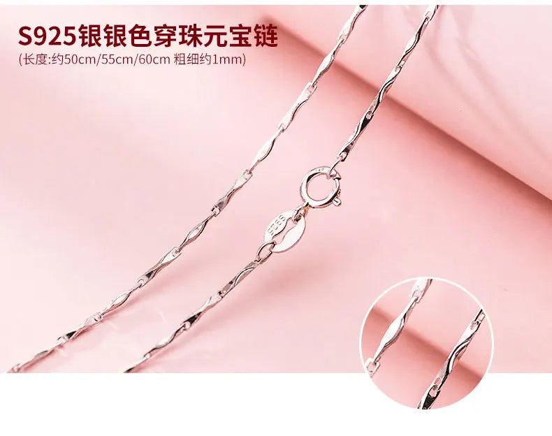 50cm 55cm 60cm Female Necklace For Women On Neck Silver 925 Chain Necklaces Women Pendant Girls Fashion Jewelry Minimalist Long