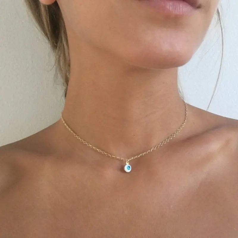 Evil Eye Necklace and Water Drop Pendant Necklace