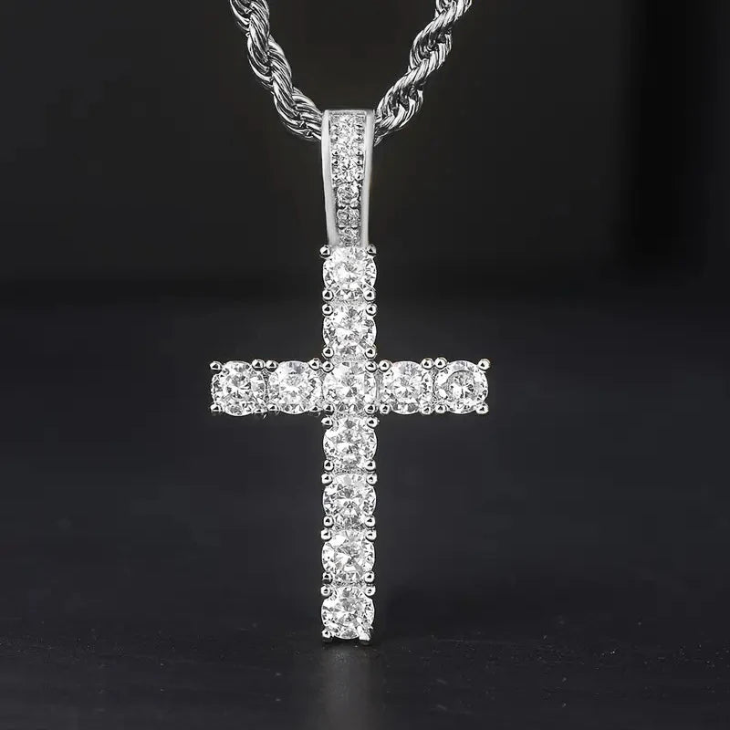 Huitan 60Cm Twisted Chain Long Necklace for Women/Men Fashion Luxury Cubic Zirconia Cross Pendant Necklace Love Accessories