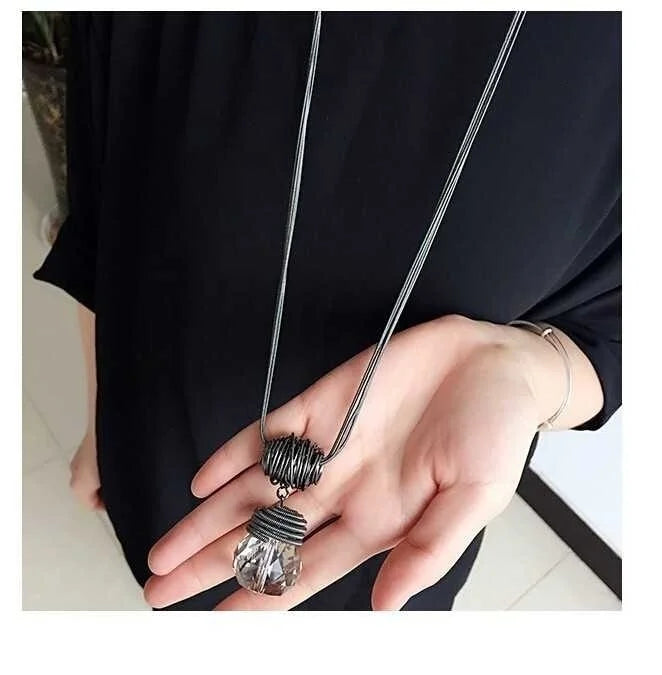 Long Necklace Crystal Women Statement Necklace Jewelry 2024 Fashion Black Chain Drops Maxi Necklaces Pendants Kolye Collier