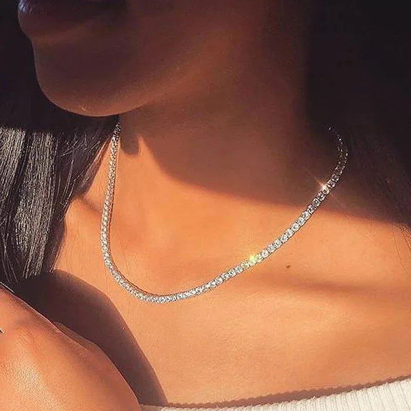 Hip Hop Iced Out Tennis Chain Necklace For Men Women Luxury Cubic Zircon Crystal Short Rock Neck Accessories Jewelry