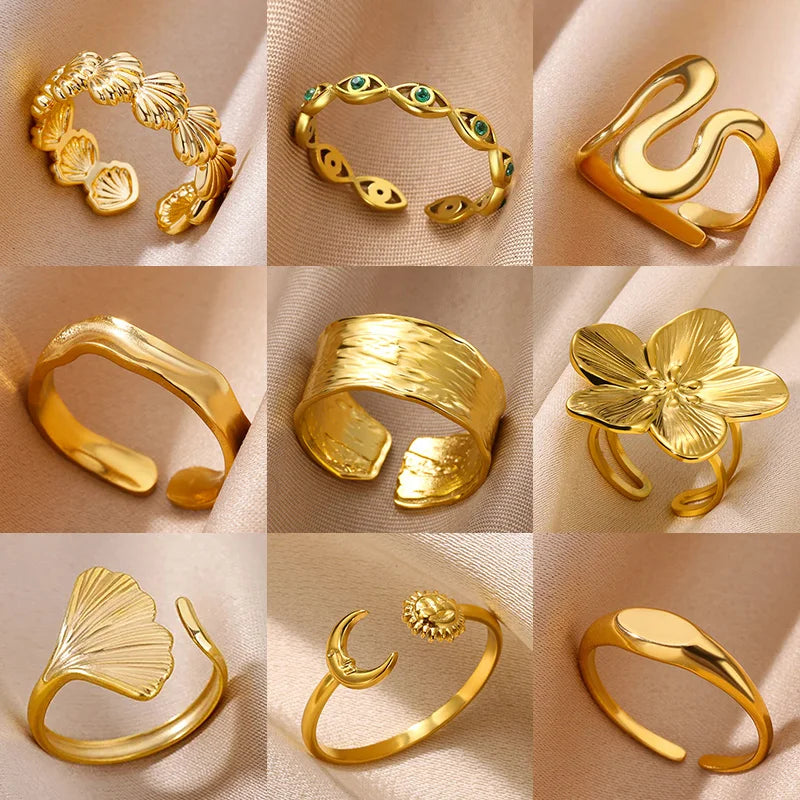 Gold Color Opening Couple Ring