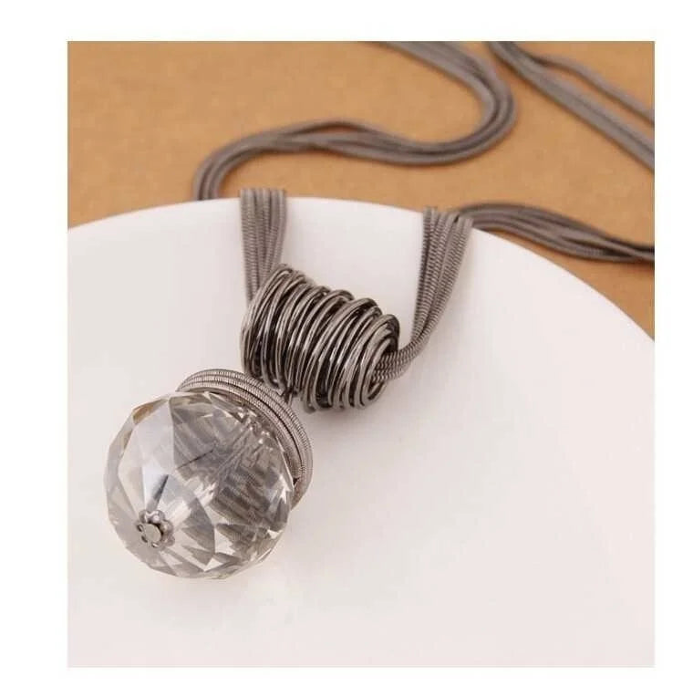 Long Necklace Crystal Women Statement Necklace Jewelry 2024 Fashion Black Chain Drops Maxi Necklaces Pendants Kolye Collier