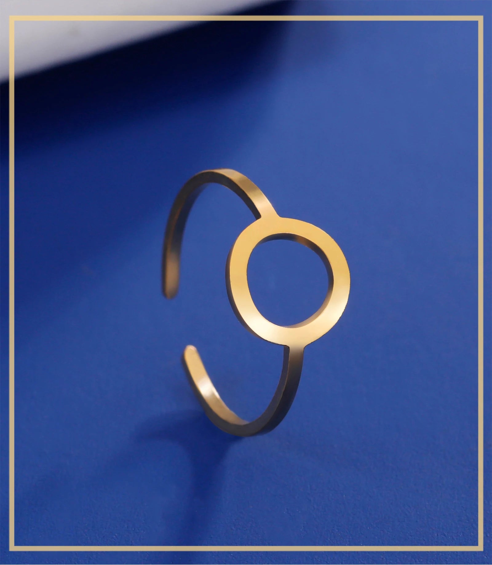 Skyrim Simple Geometric Hollow Round Ring Women Stainless Steel Minimalist