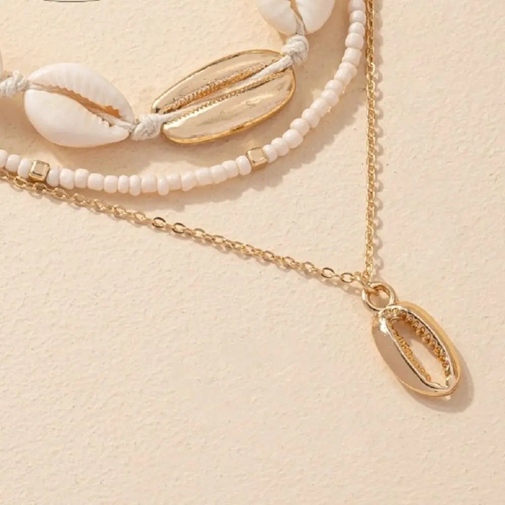 Fashion Geometric Necklace Bead Bohemian Style Clavicle Chain Delicate Double Layer Choker Necklace