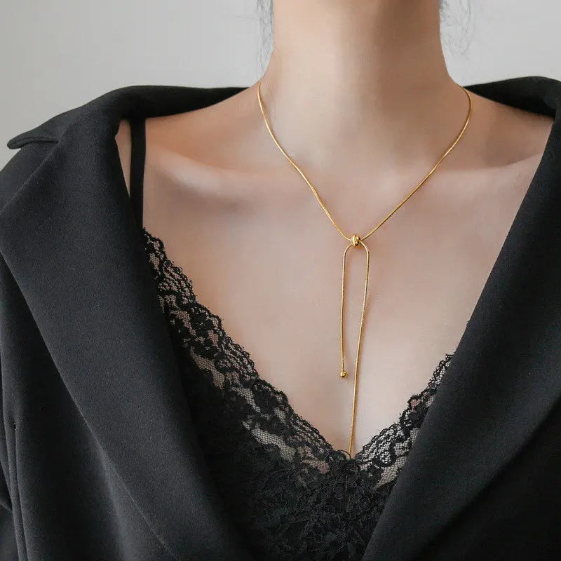 Simple Long Tassel Chain Necklace for Women Trendy Adjustable Choker Necklace Fashion Jewelry Chain On The Neck