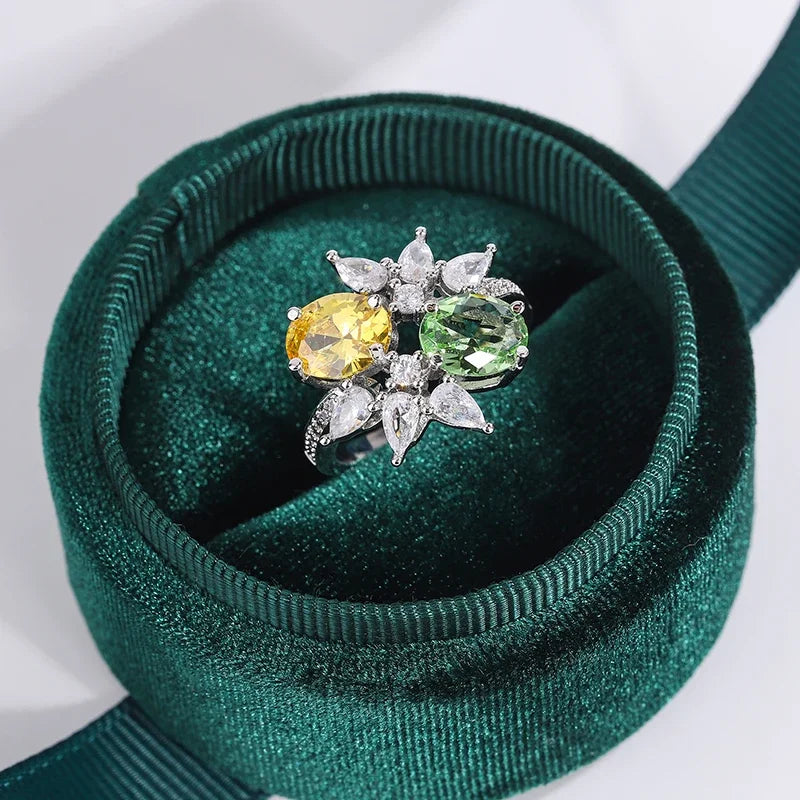Green Yellow Zirconia Ladies Ring