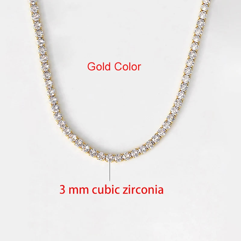 Hip Hop Iced Out Tennis Chain Necklace For Men Women Luxury Cubic Zircon Crystal Short Rock Neck Accessories Jewelry