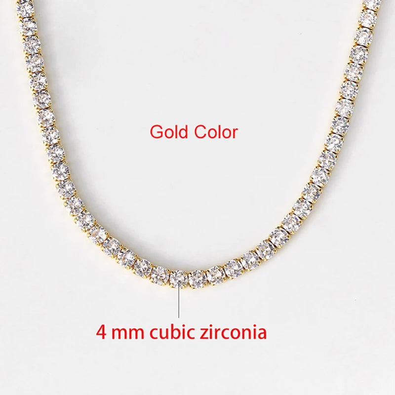 Hip Hop Iced Out Tennis Chain Necklace For Men Women Luxury Cubic Zircon Crystal Short Rock Neck Accessories Jewelry