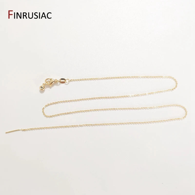 High Quality Real Gold Plated Thin Necklace Chain, 45cm Simple Trendy Adjustable Chain for DIY Necklace Making Findings