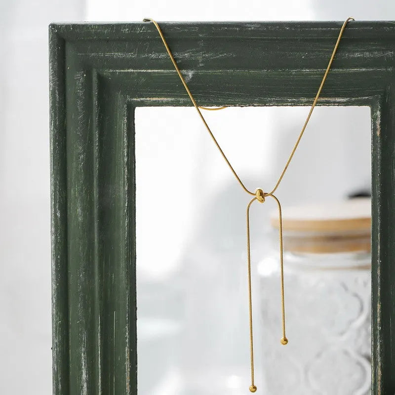 Simple Long Tassel Chain Necklace for Women Trendy Adjustable Choker Necklace Fashion Jewelry Chain On The Neck