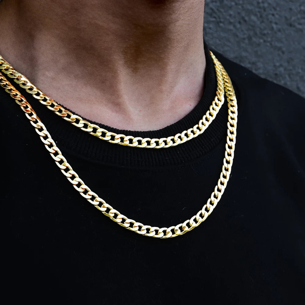 High Quality Classic Cuban Link Chain Smooth Necklace Fashion Jewelry