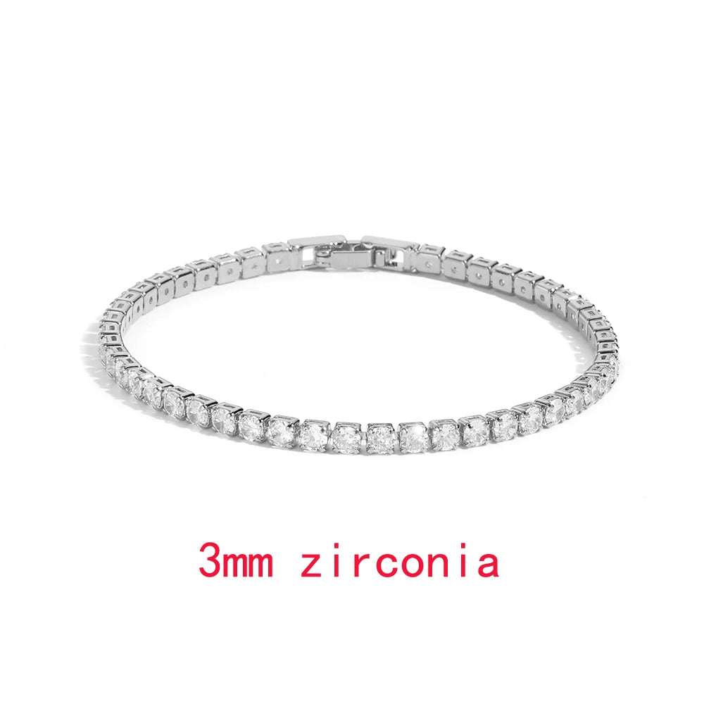 Iced Out Tennis Chain Necklaces Female Gold Color 18K Gold Plated Neck Chain