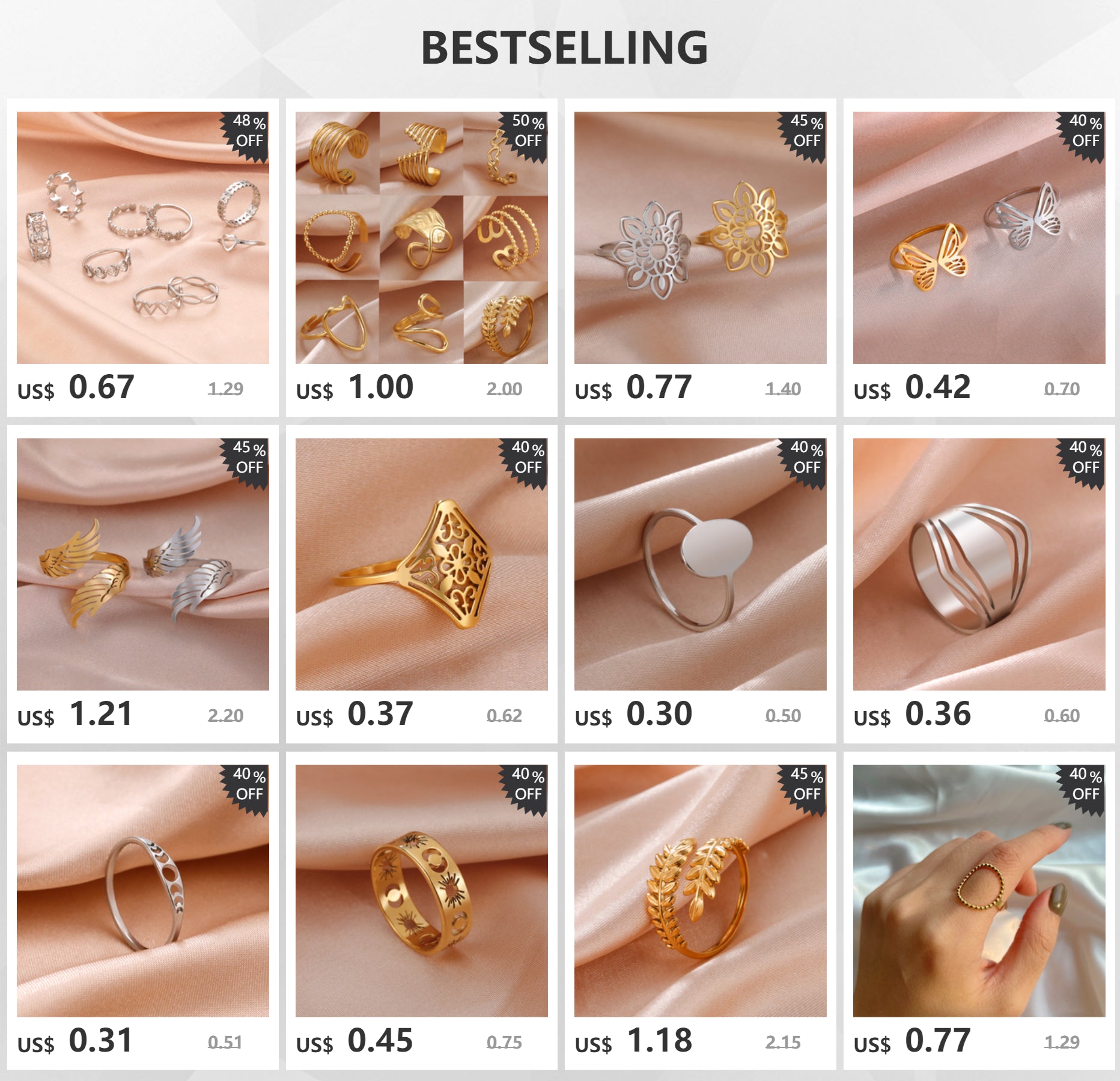 Skyrim Simple Geometric Hollow Round Ring Women Stainless Steel Minimalist