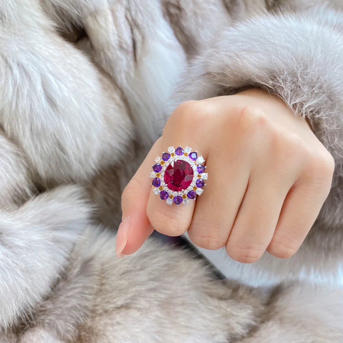 925 Silver Ring Oval Vintage Real Ruby Rings