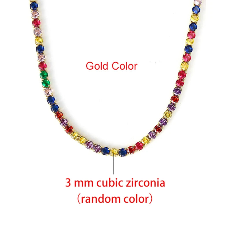 Hip Hop Iced Out Tennis Chain Necklace For Men Women Luxury Cubic Zircon Crystal Short Rock Neck Accessories Jewelry