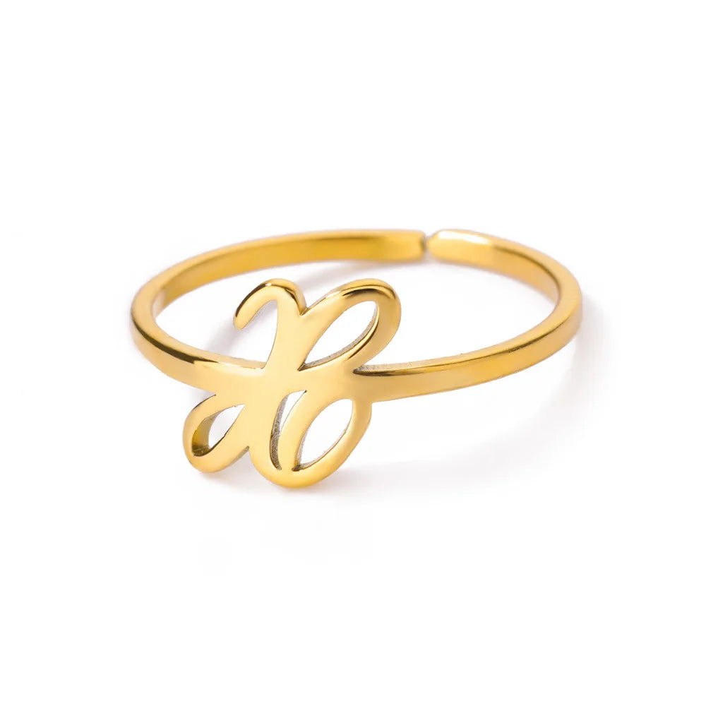 Ring with women's letters adjustable ring with golden stainless steel letters