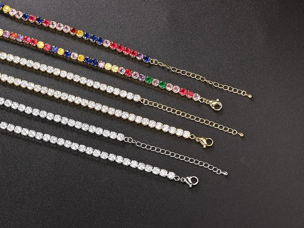 Hip Hop Iced Out Tennis Chain Necklace For Men Women Luxury Cubic Zircon Crystal Short Rock Neck Accessories Jewelry