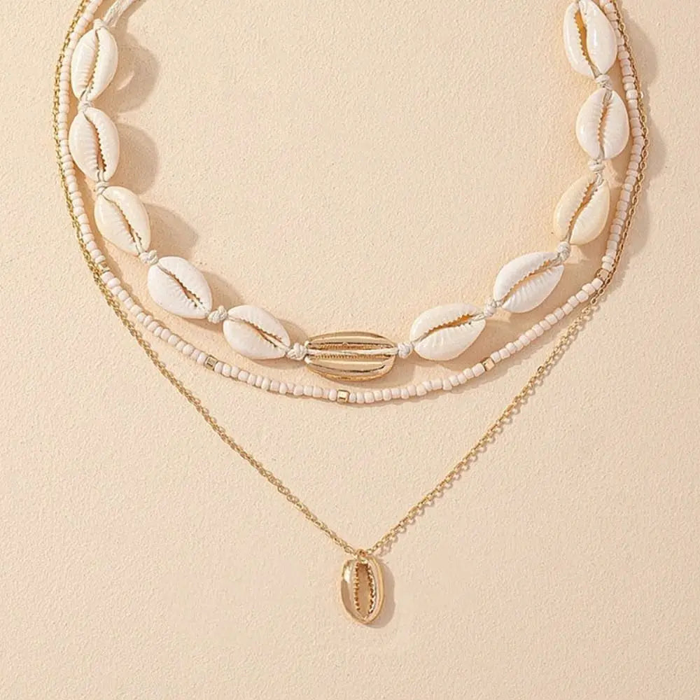 Fashion Geometric Necklace Bead Bohemian Style Clavicle Chain Delicate Double Layer Choker Necklace