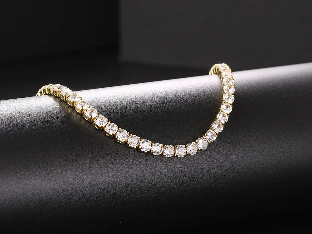 Hip Hop Iced Out Tennis Chain Necklace For Men Women Luxury Cubic Zircon Crystal Short Rock Neck Accessories Jewelry