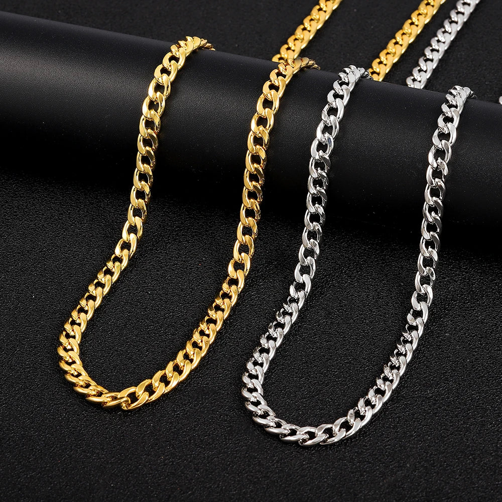 High Quality Classic Cuban Link Chain Smooth Necklace Fashion Jewelry