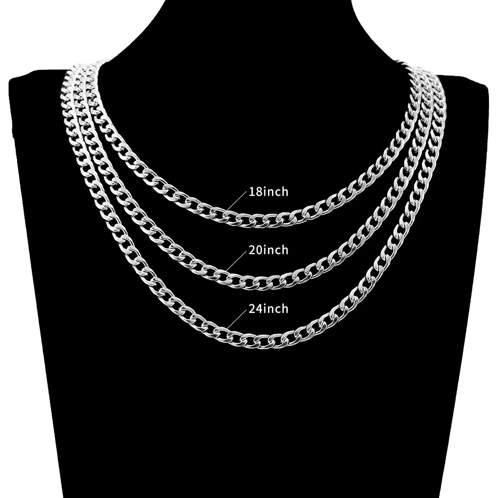 High Quality Classic Cuban Link Chain Smooth Necklace Fashion Jewelry