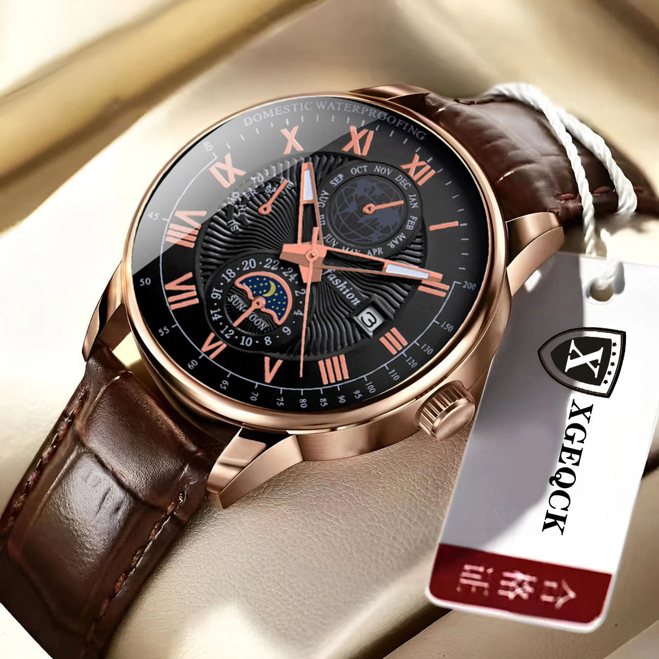 Men's Wristwatch Waterproof Luminous Leather Date Quartz Watches