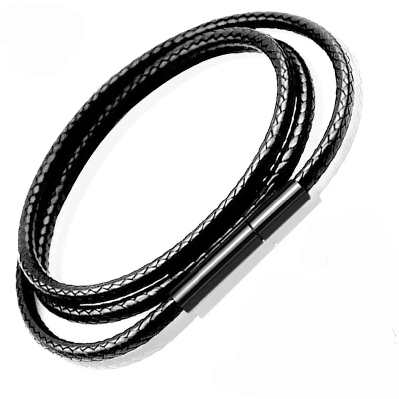 Black Leather Chain Necklace for Diy Women Men Handmade Braid Rope Long Necklace 40/50/60/70CM Neck Pendant Chain