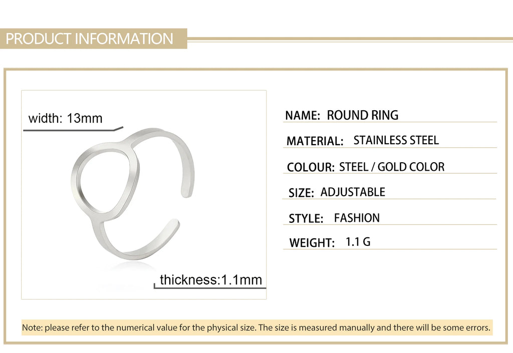 Skyrim Simple Geometric Hollow Round Ring Women Stainless Steel Minimalist