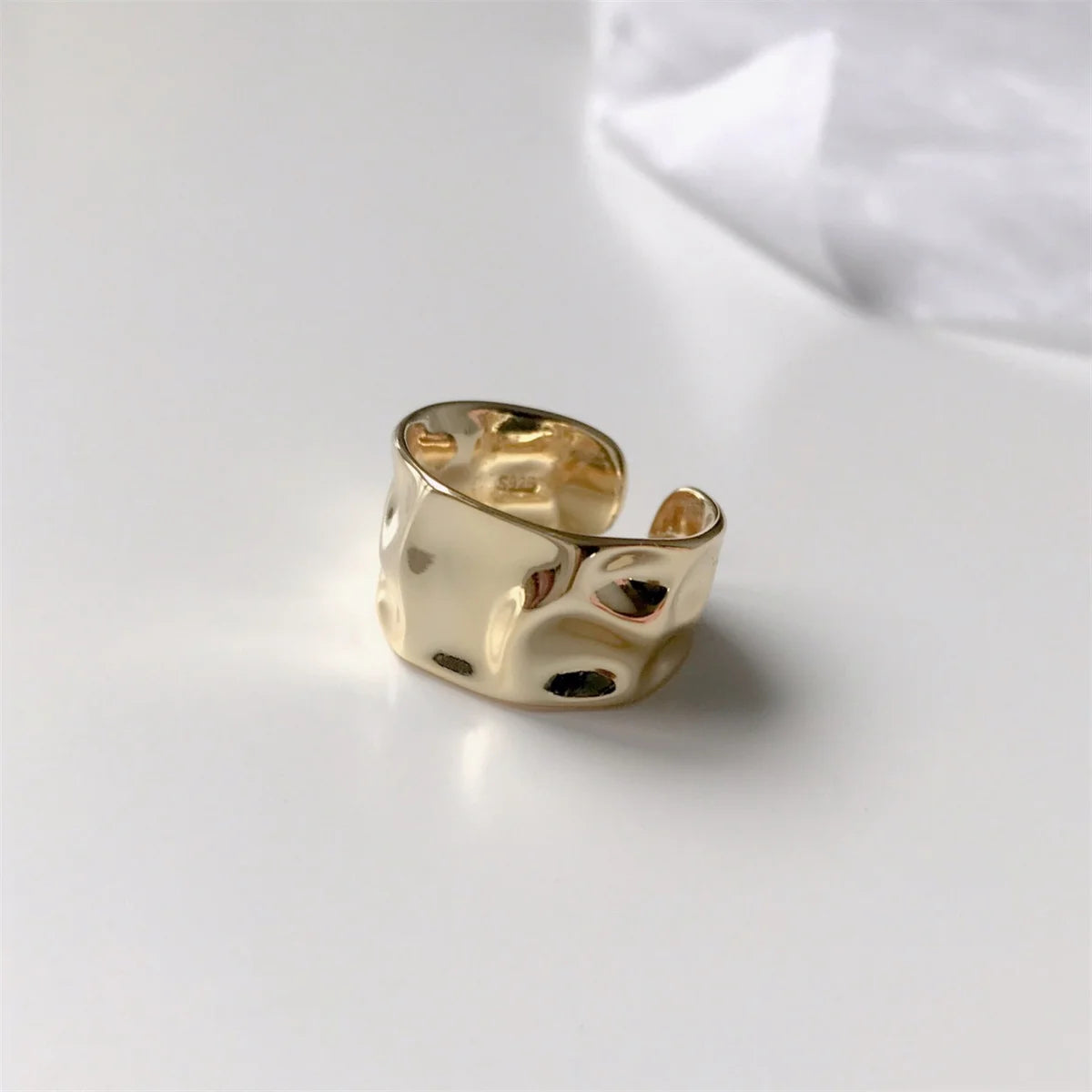 Concave-Convex Irregular Surface Wide Rings Men Women Vintage Jewelry Simple Retro Silver Color Metal Geometric