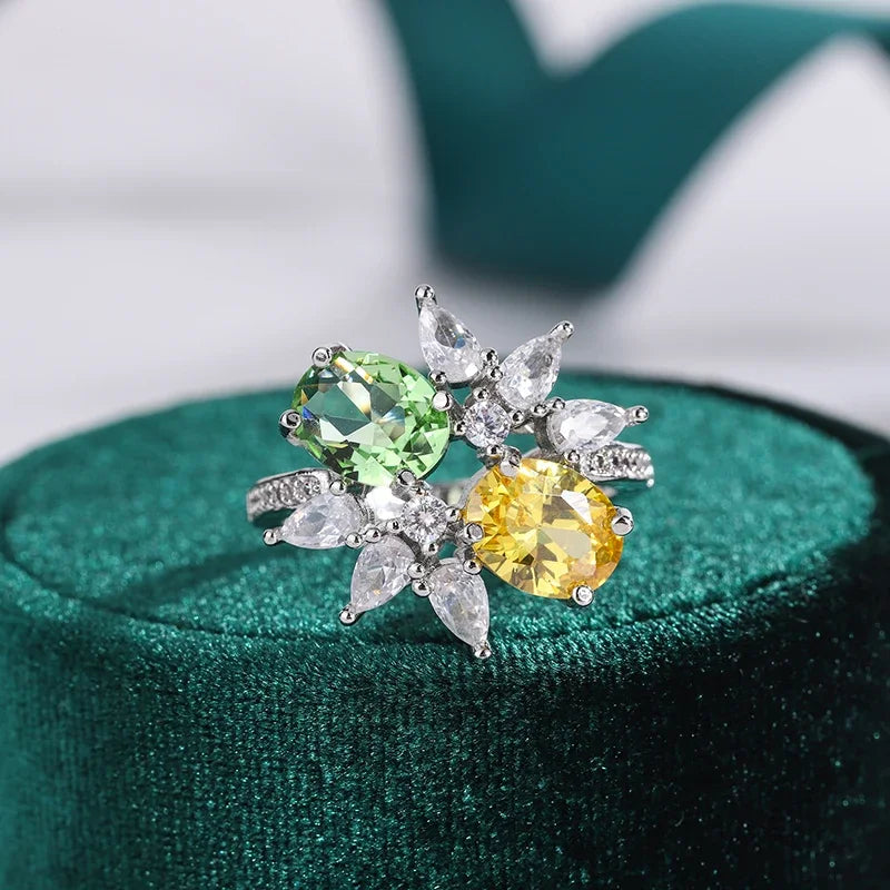 Green Yellow Zirconia Ladies Ring
