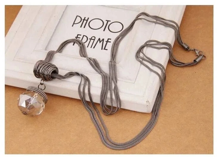 Long Necklace Crystal Women Statement Necklace Jewelry 2024 Fashion Black Chain Drops Maxi Necklaces Pendants Kolye Collier