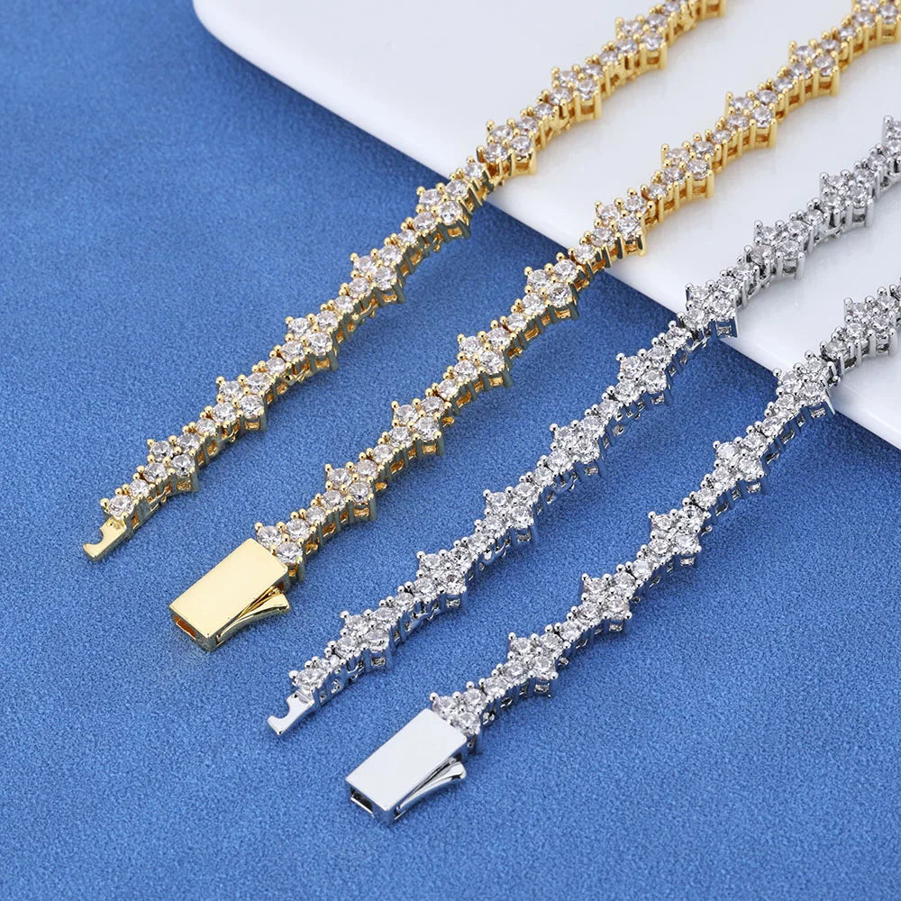 Tennis Chain Necklace for Men Women Iced Out Bling Prong-Setting 925 Sterling Silver Real Moissanite Fashion Jewelry