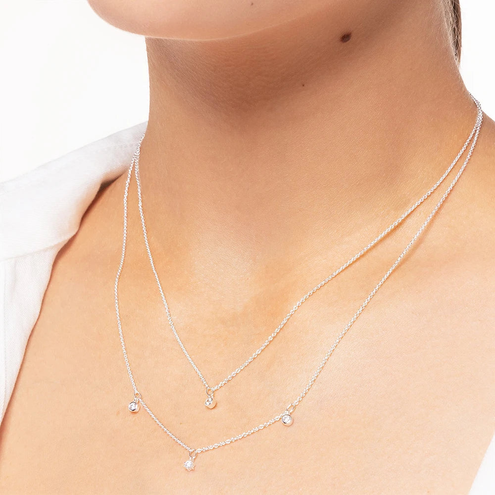 Necklace Double Chain Brand New Minimalist Fine Jewelry Europe 925 Stering Silver