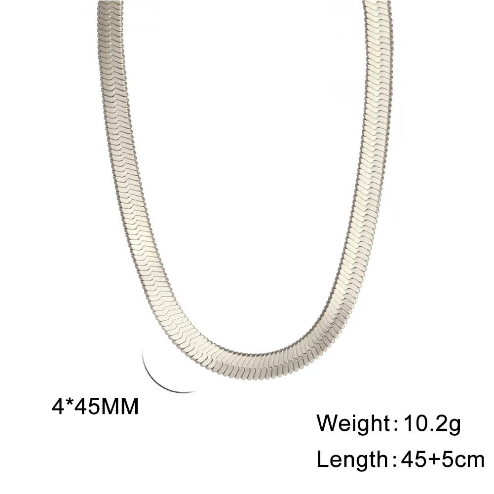 Hip Hop Snake Chain Necklace for Men New Fashion Stainless Steel Silver Color Necklace