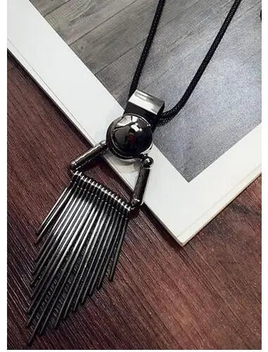 Long Necklace Crystal Women Statement Necklace Jewelry 2024 Fashion Black Chain Drops Maxi Necklaces Pendants Kolye Collier