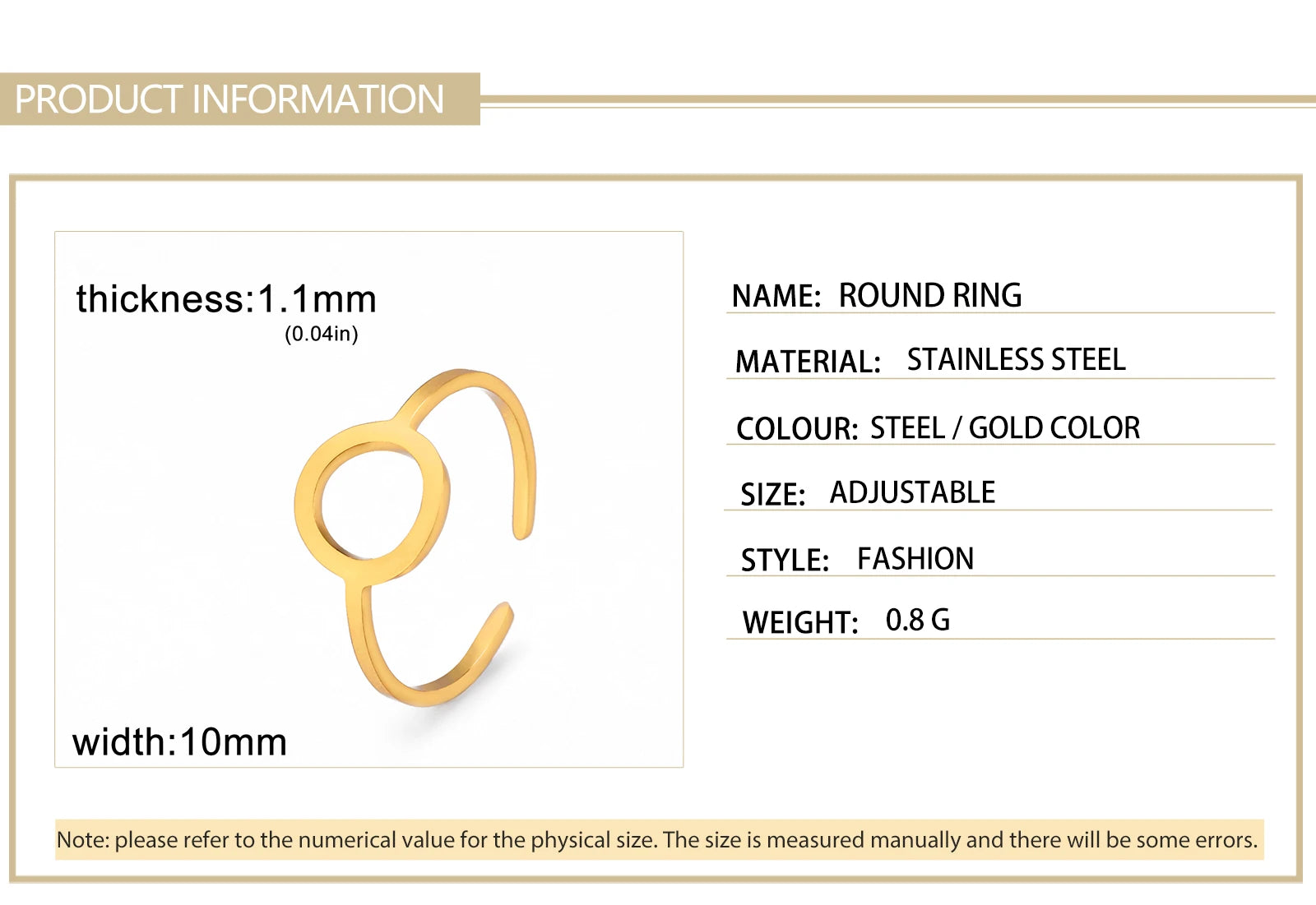 Skyrim Simple Geometric Hollow Round Ring Women Stainless Steel Minimalist
