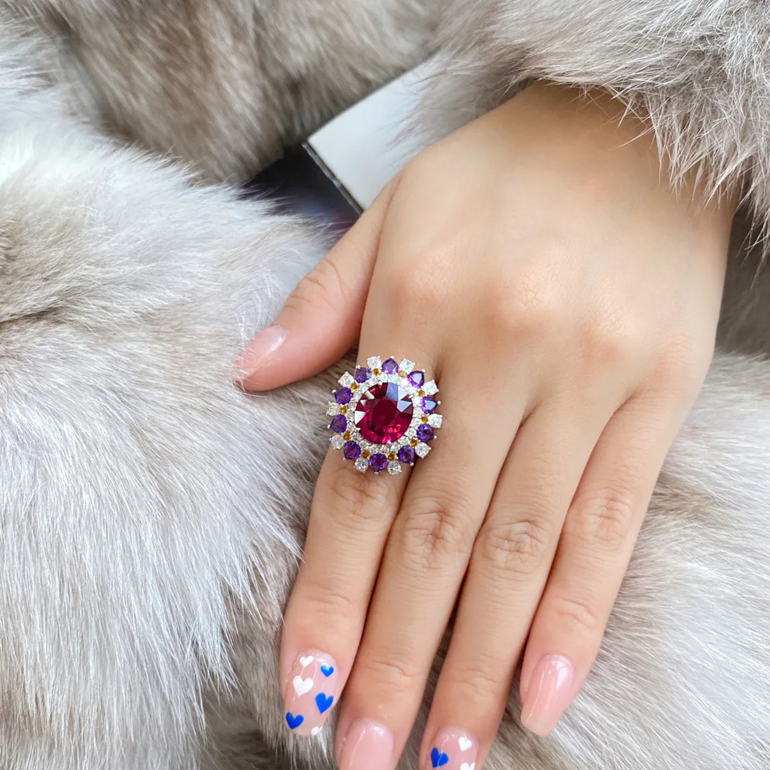 925 Silver Ring Oval Vintage Real Ruby Rings