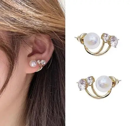 Hollow Out Leaves Earrings for Women Trendy Vintage Crystal Ear Stud Wheat Unique Design Silver Golden Color Girl Jewelry