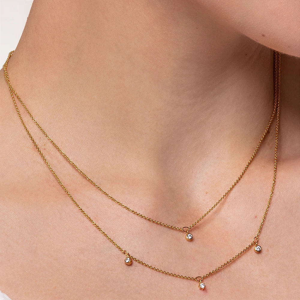 Necklace Double Chain Brand New Minimalist Fine Jewelry Europe 925 Stering Silver