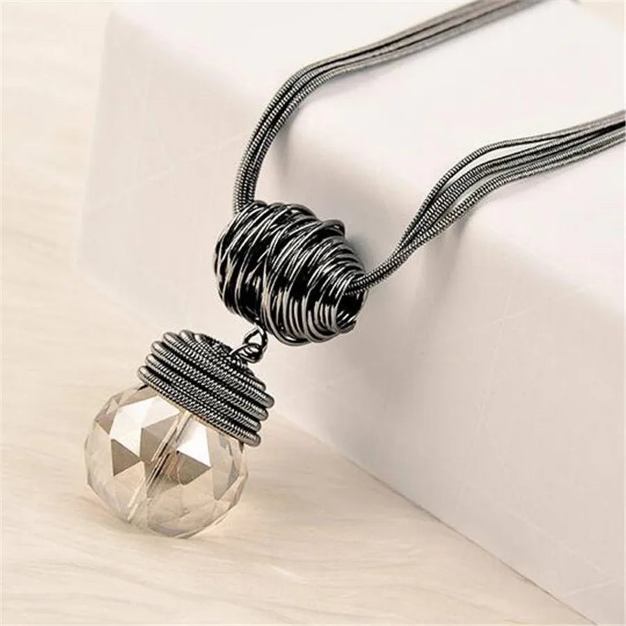 Long Necklace Crystal Women Statement Necklace Jewelry 2024 Fashion Black Chain Drops Maxi Necklaces Pendants Kolye Collier