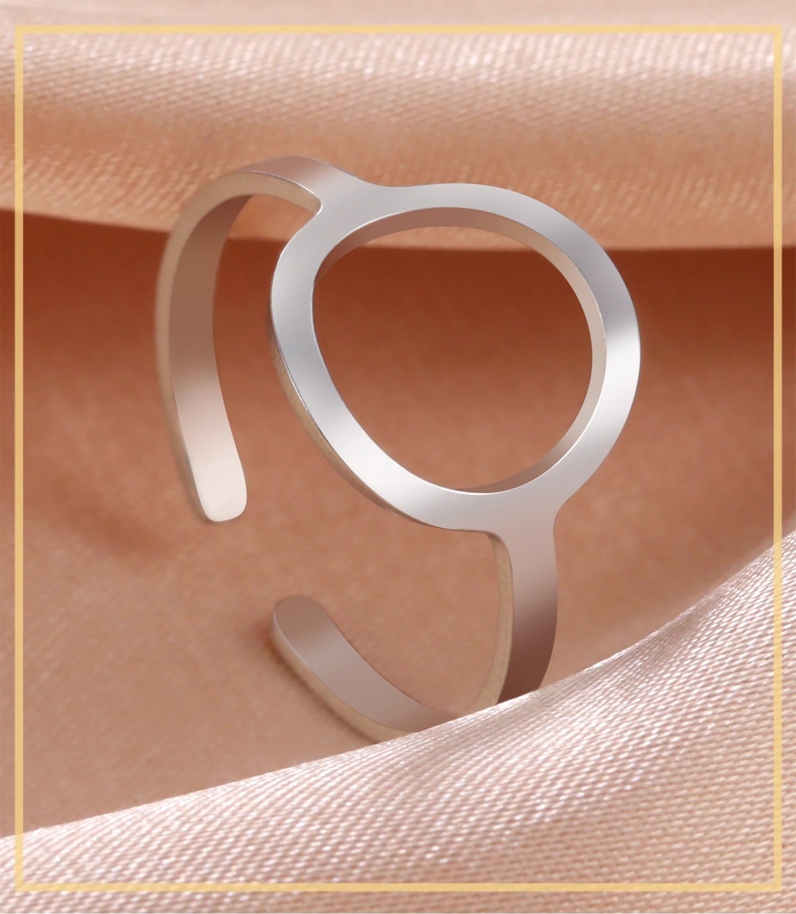 Skyrim Simple Geometric Hollow Round Ring Women Stainless Steel Minimalist