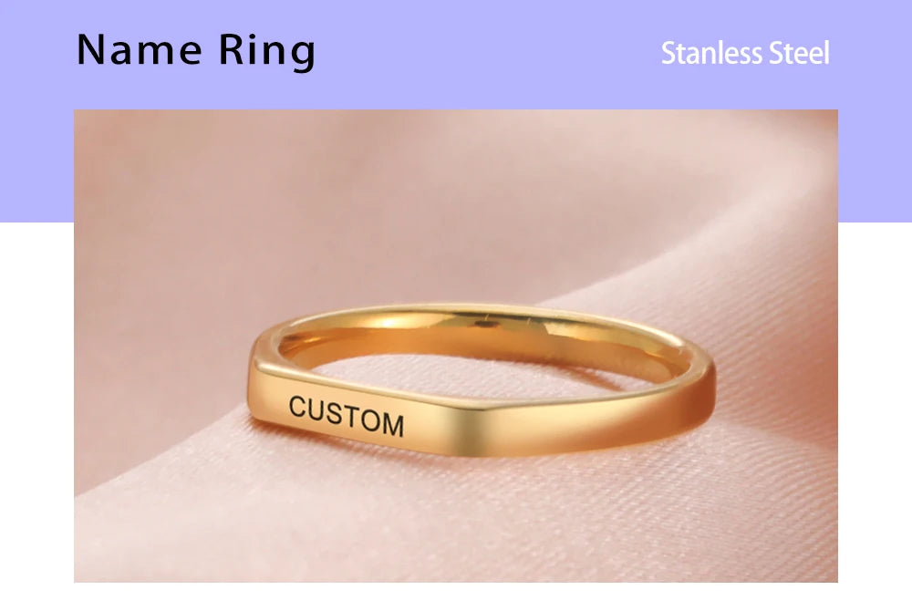 Engrave Wedding Marry Silver Color Stainless Steel Jewelry