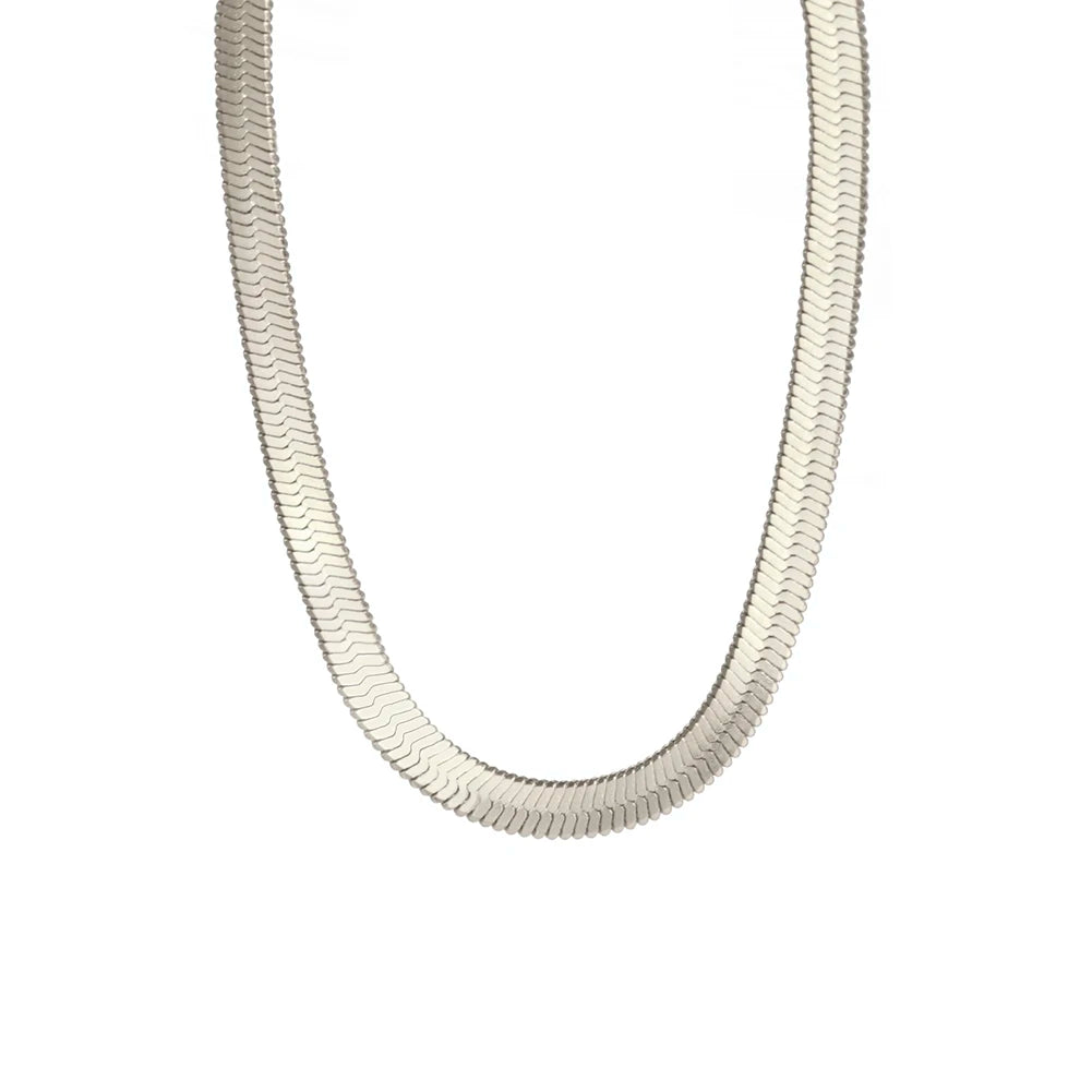 Hip Hop Snake Chain Necklace for Men New Fashion Stainless Steel Silver Color Necklace