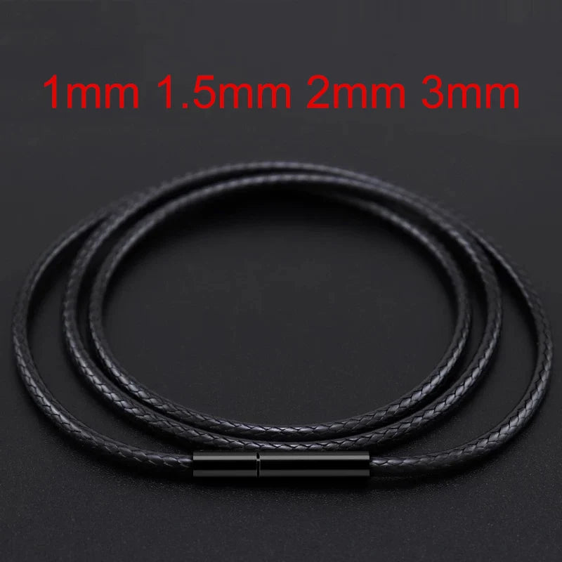 Black Leather Chain Necklace for Diy Women Men Handmade Braid Rope Long Necklace 40/50/60/70CM Neck Pendant Chain