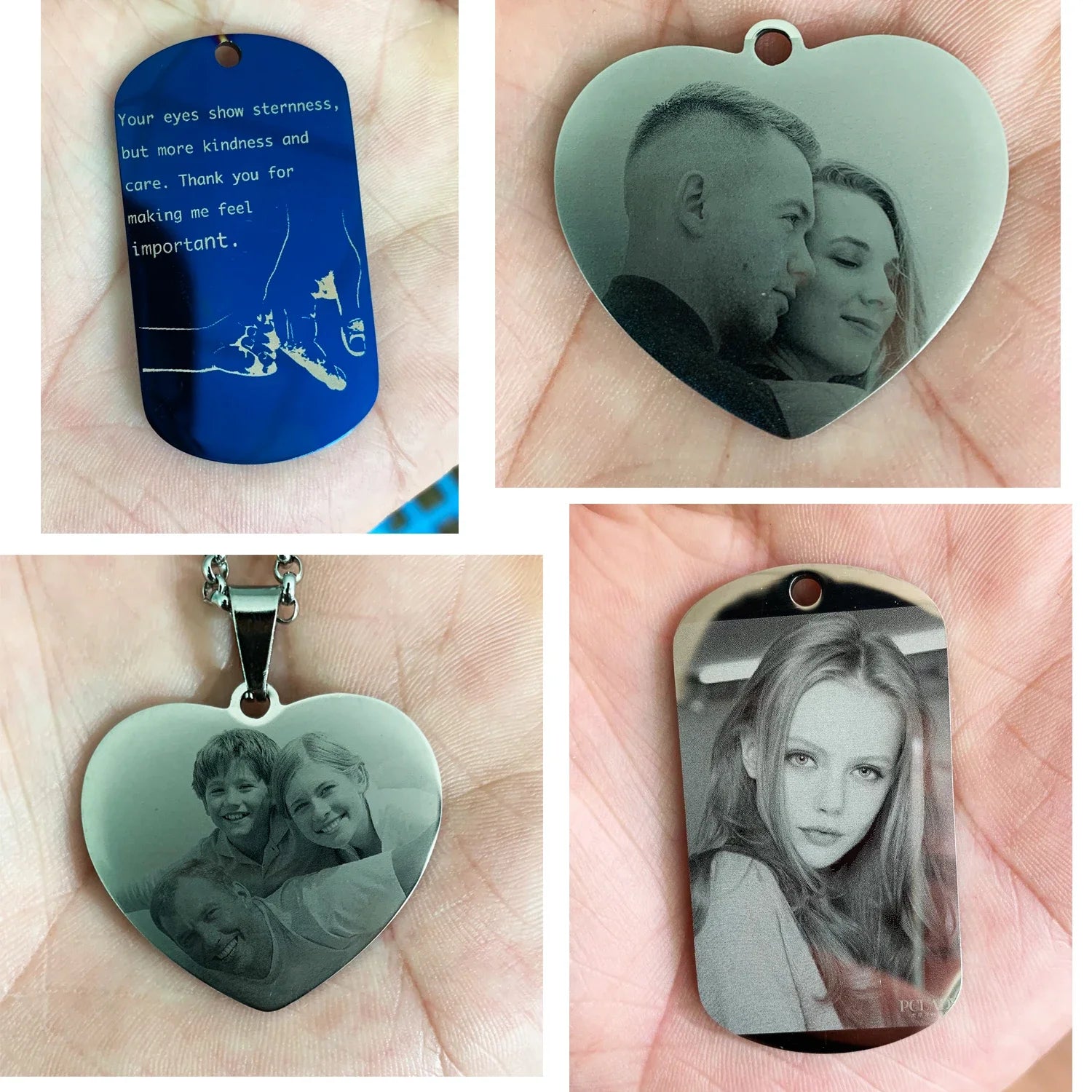 Custom Pictures Photo Necklace for Women Stainless Steel Engrave Family Name Plate Neck Pendant Dog ID name Tag