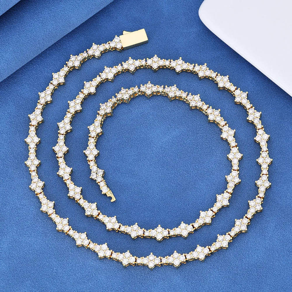 Tennis Chain Necklace for Men Women Iced Out Bling Prong-Setting 925 Sterling Silver Real Moissanite Fashion Jewelry