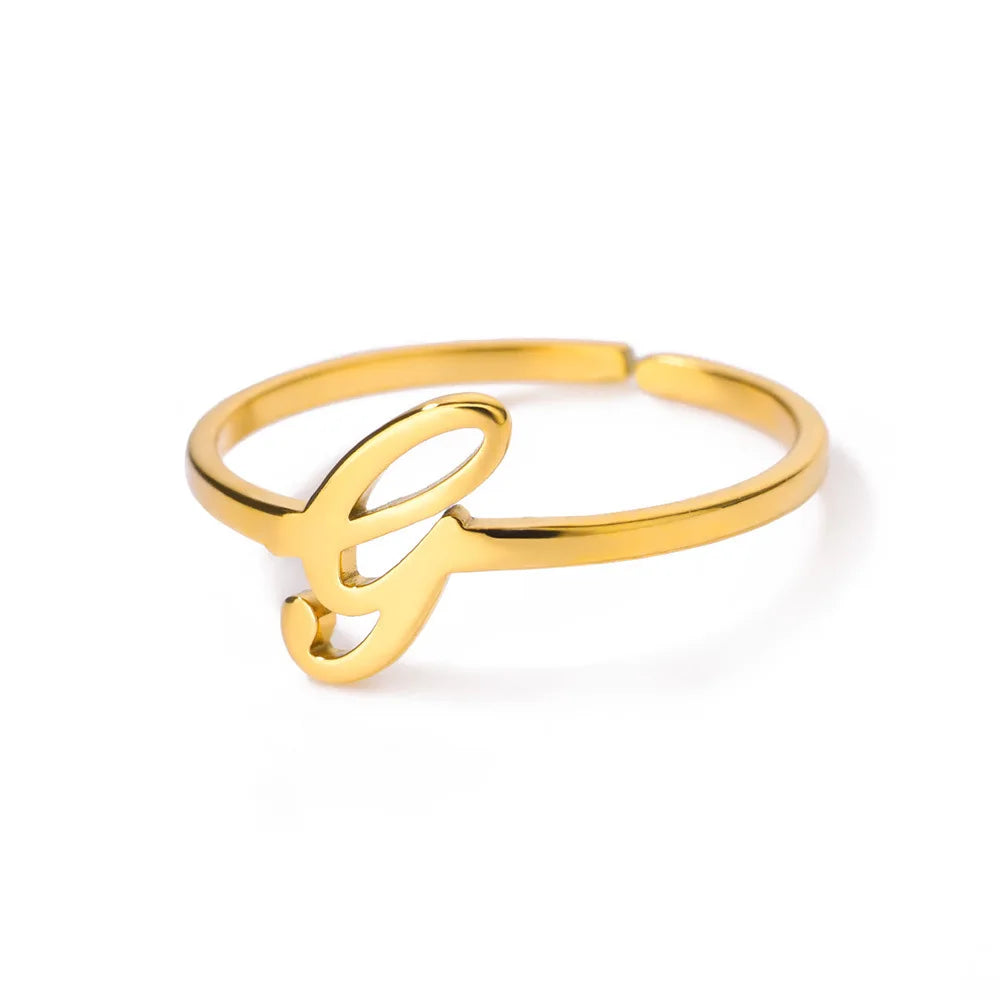 Ring with women's letters adjustable ring with golden stainless steel letters
