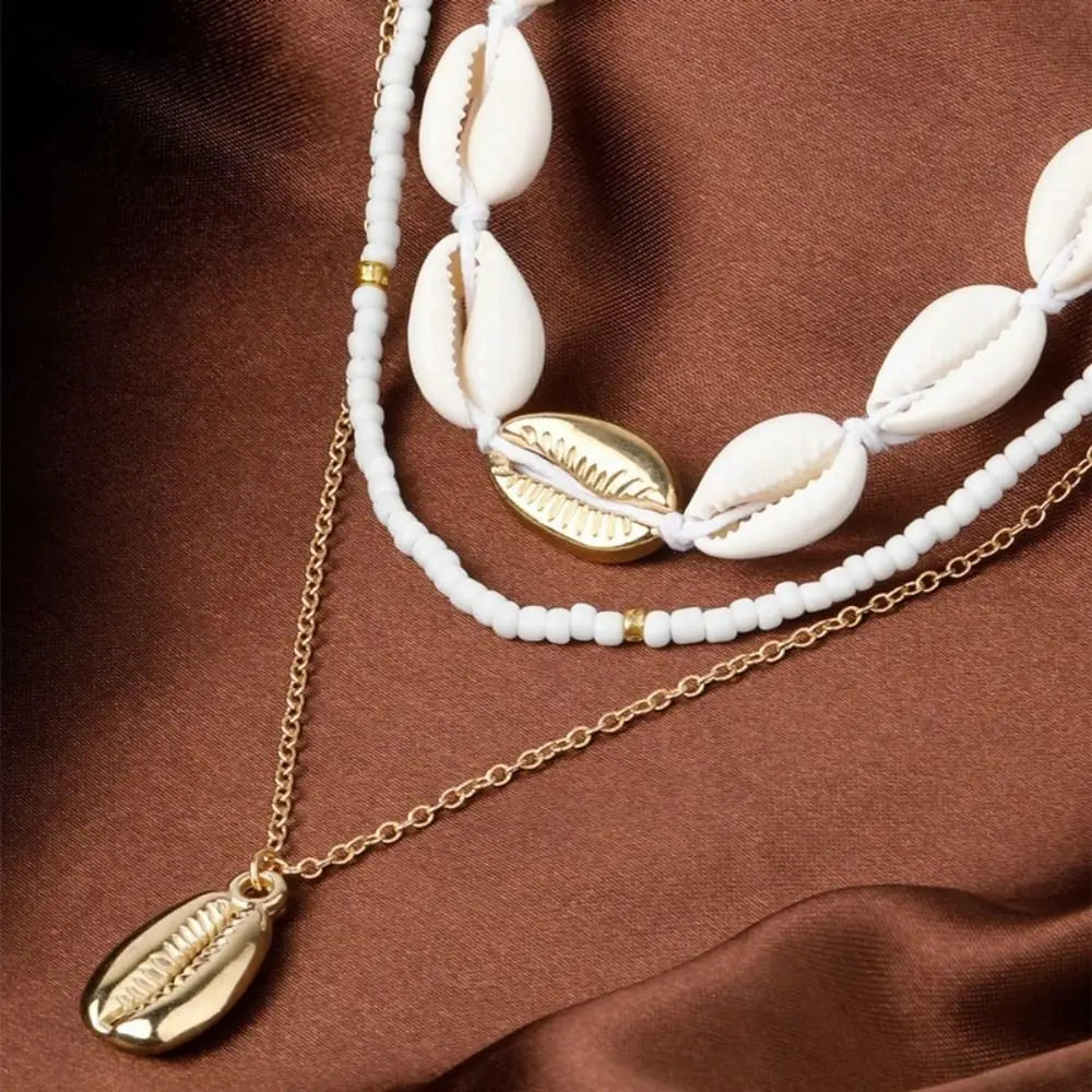Fashion Geometric Necklace Bead Bohemian Style Clavicle Chain Delicate Double Layer Choker Necklace
