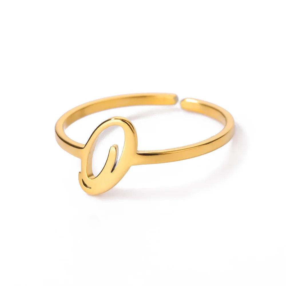 Ring with women's letters adjustable ring with golden stainless steel letters